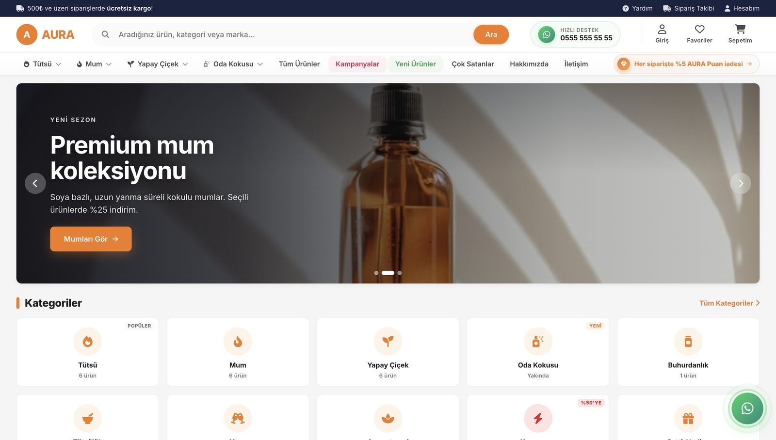 AURA demo mağazasından ekran görüntüsü 1