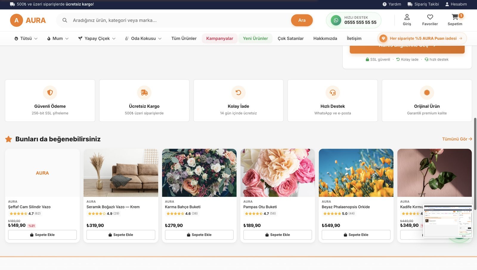 AURA demo mağazasından ekran görüntüsü 14