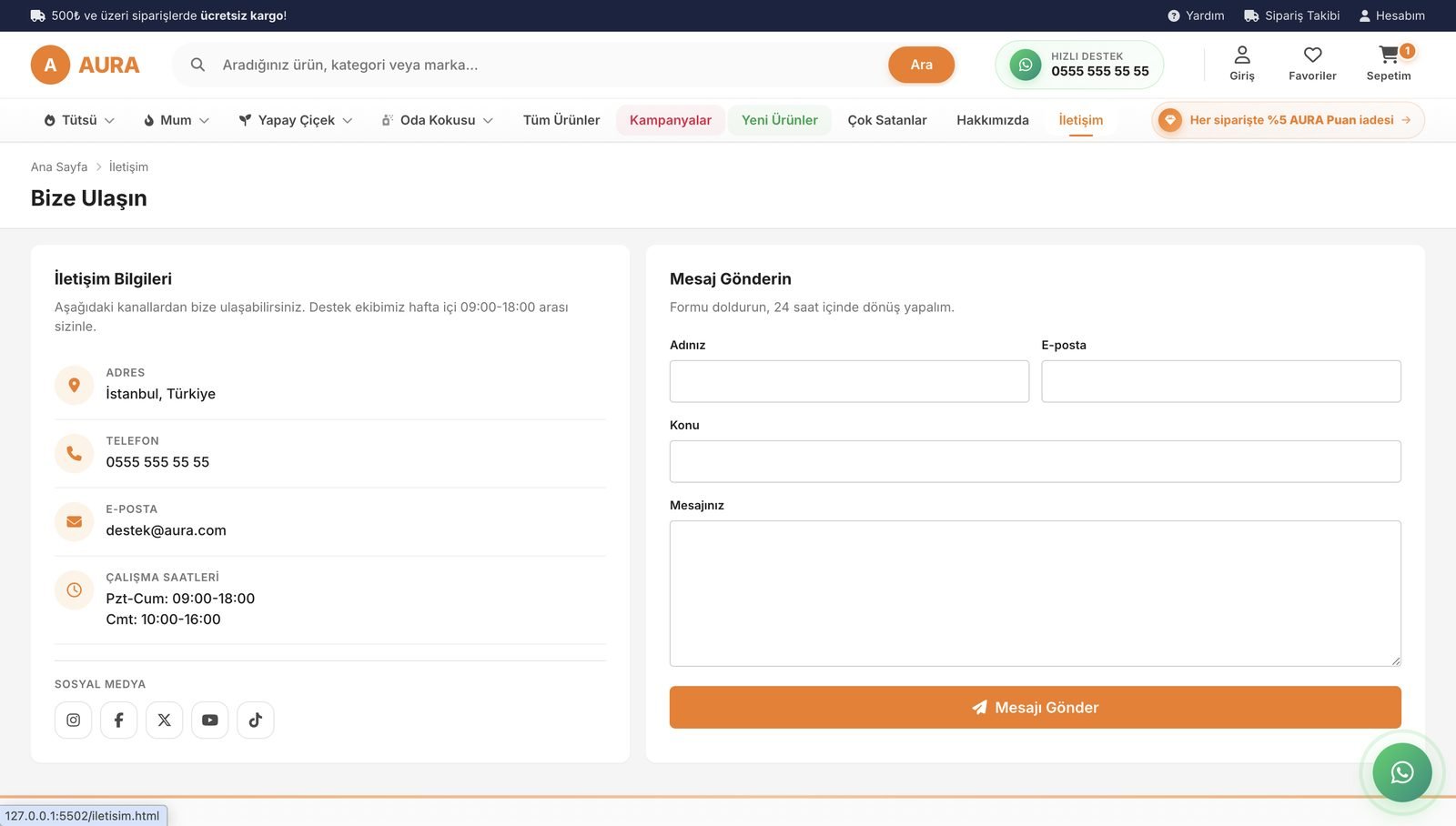 AURA demo mağazasından ekran görüntüsü 17