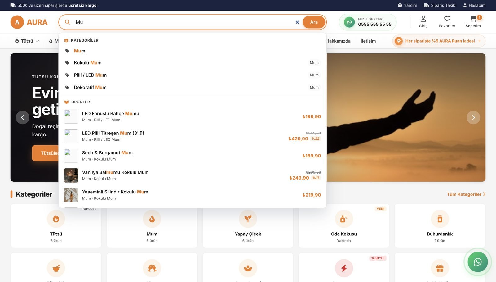AURA demo mağazasından ekran görüntüsü 18