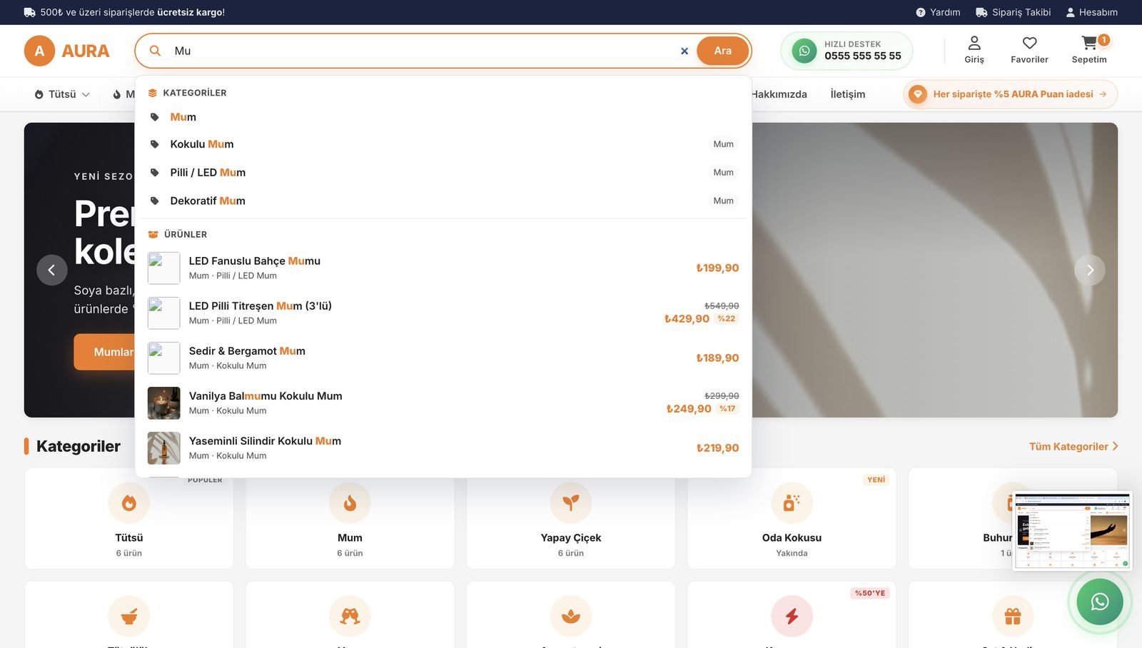 AURA demo mağazasından ekran görüntüsü 19