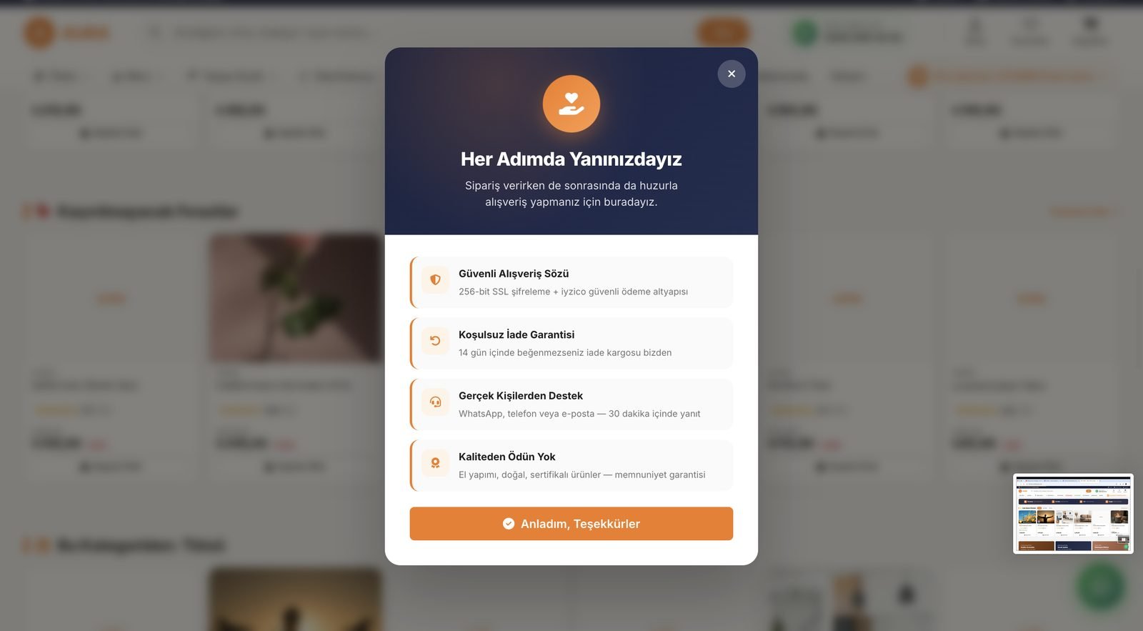 AURA demo mağazasından ekran görüntüsü 5