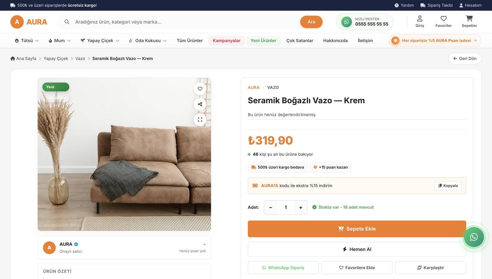 AURA demo mağazasından ekran görüntüsü 6
