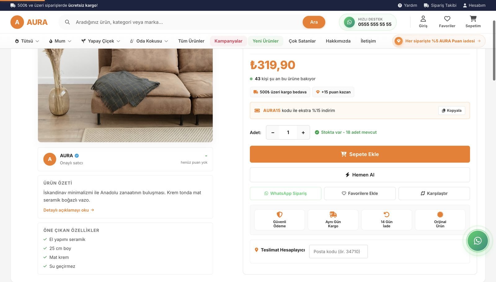 AURA demo mağazasından ekran görüntüsü 7