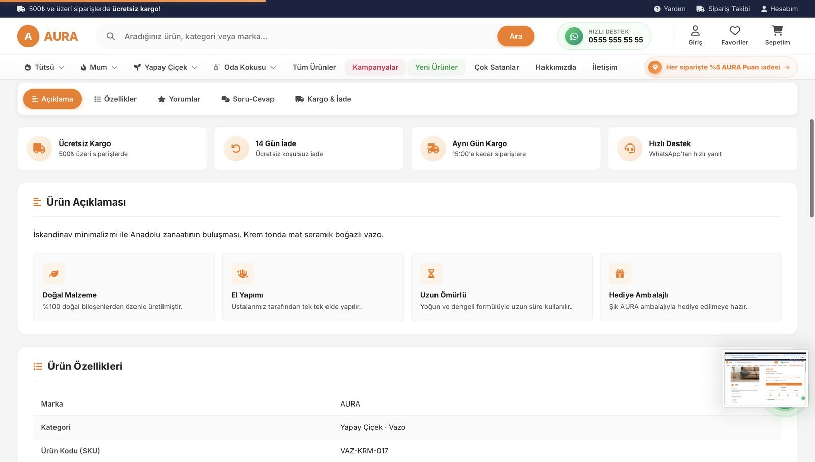 AURA demo mağazasından ekran görüntüsü 8