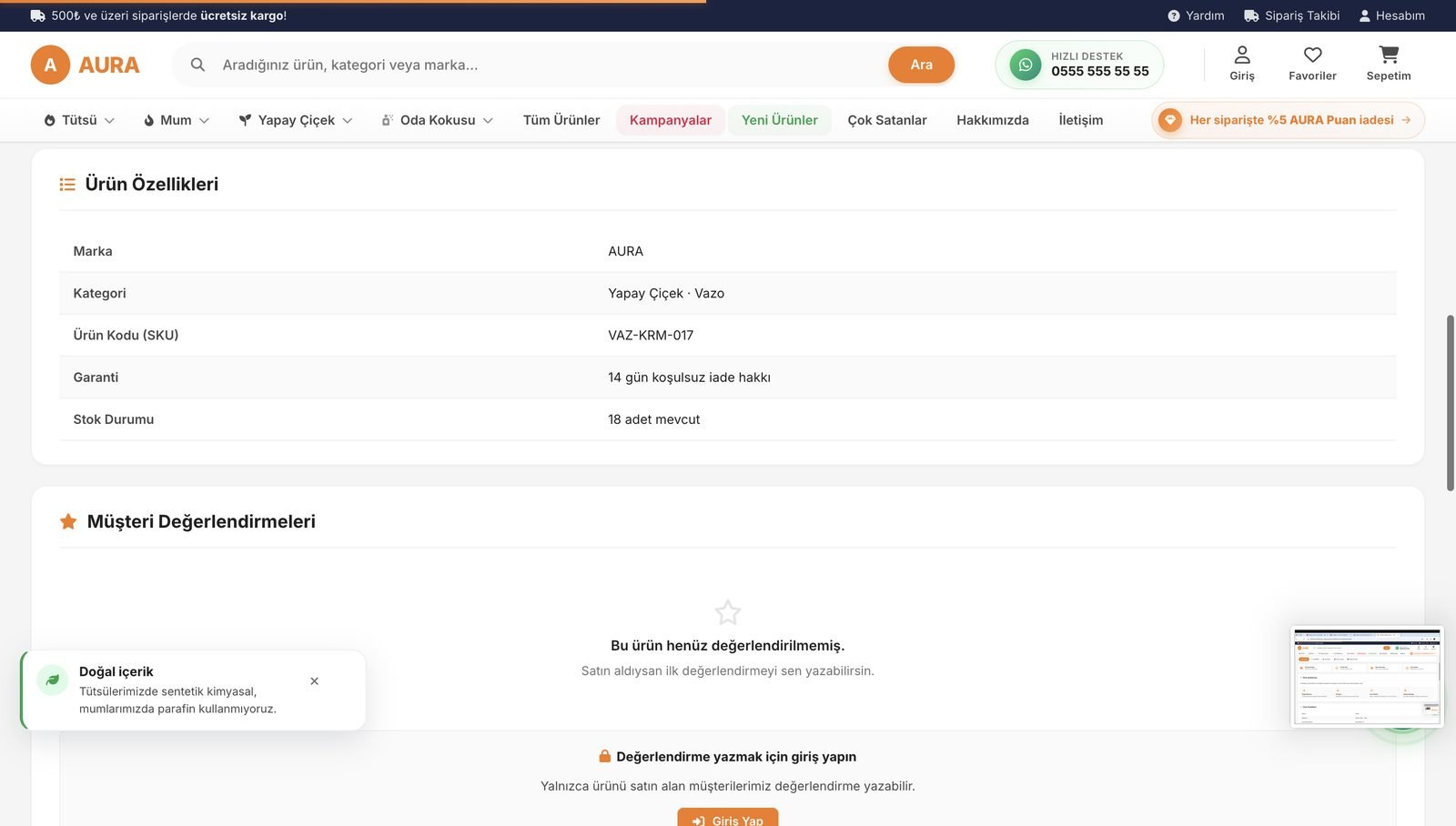 AURA demo mağazasından ekran görüntüsü 9