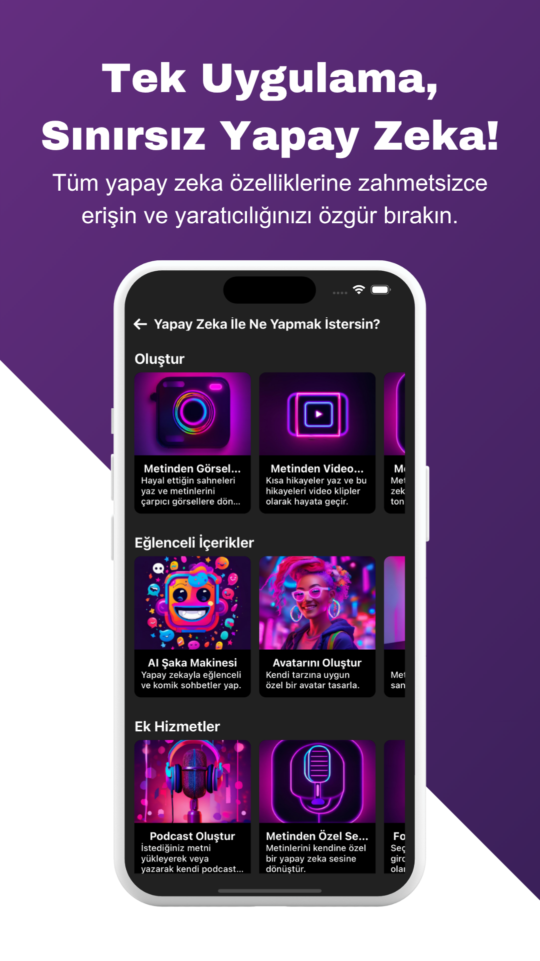 AI Generator Studio app screenshot 1 (Turkish)