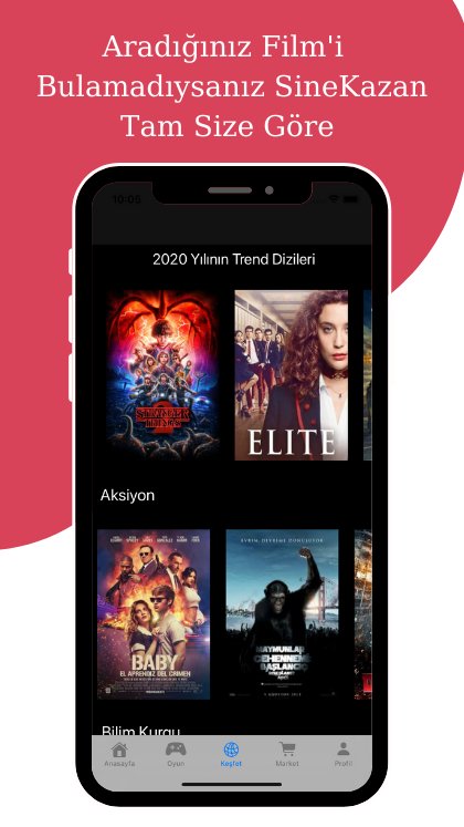 Discover screen — trending shows and categories by genre