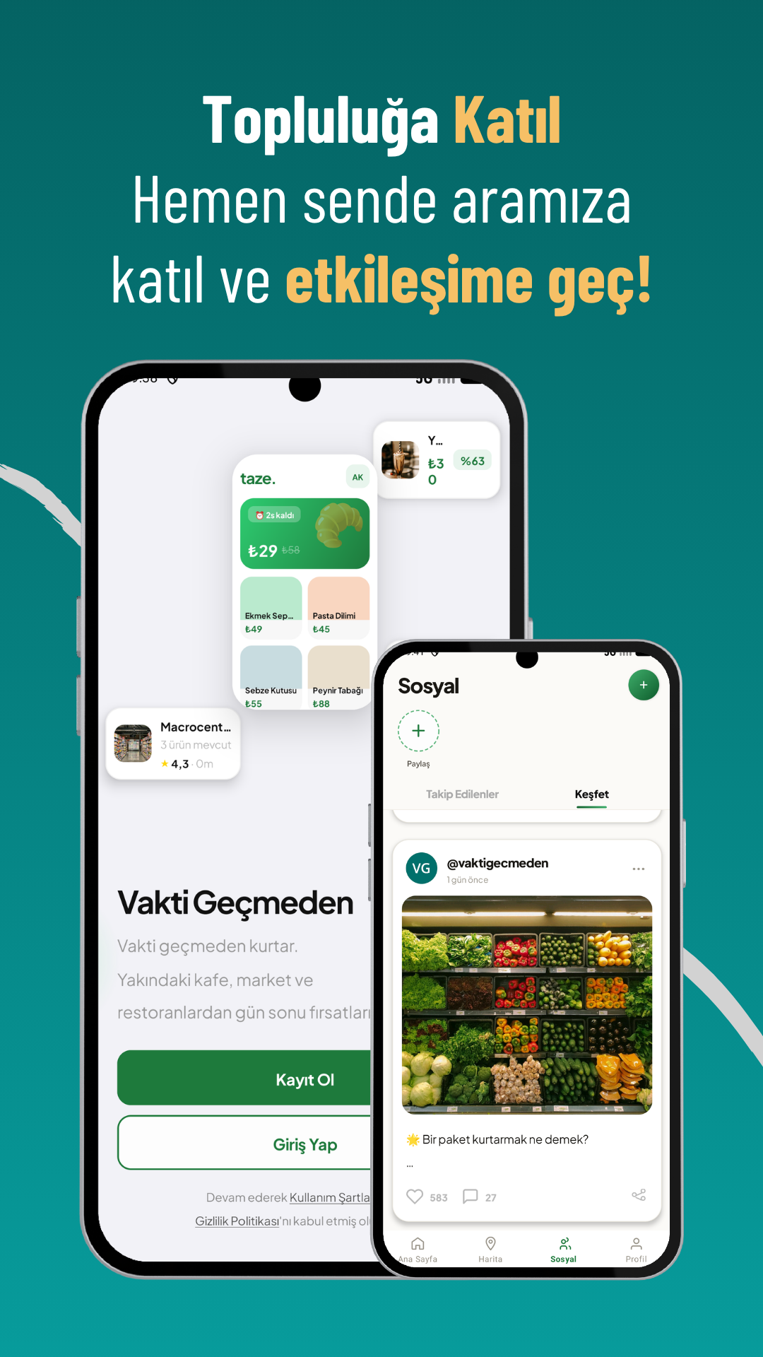 Social tab — following feed and posts